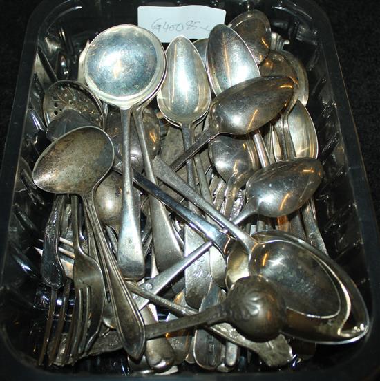 Various small silver spoons & forks and some plated cutlery